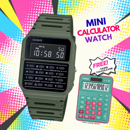 [FREE Casio Calculator] Casio Vintage CA-53WF-3B Green Strap Calculator Men Watch